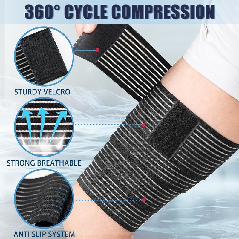 Zuscot 2 Pcs Hamstring & Thigh Compression Wraps, Adjustable Thigh Compression Braces, Quad Support for Men and Women, Versatile Compression Bandages for Knee, Calf, Arm - Image 3